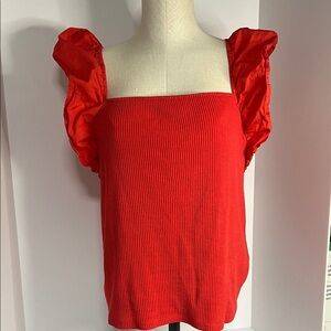 a new day Red Ruffle Sleeve Blouse
